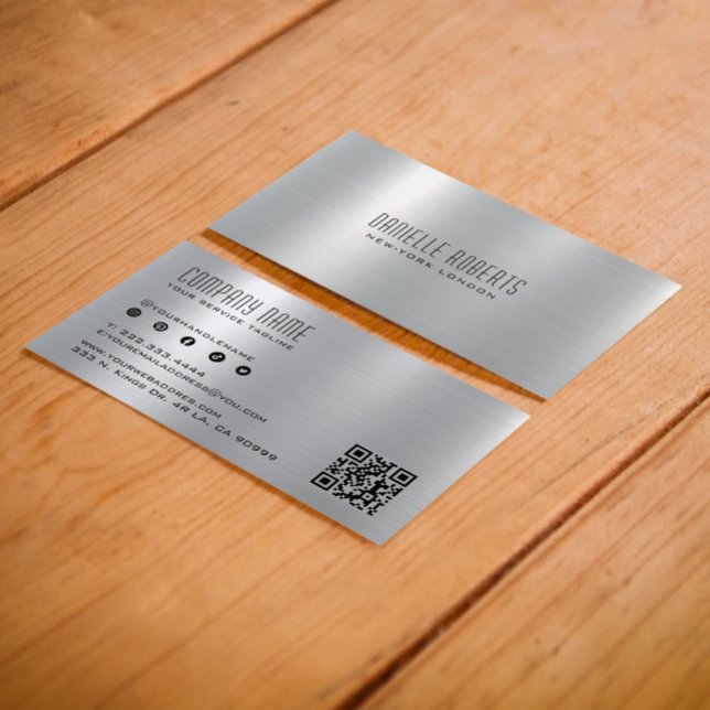 Silver Grey Metallic Stainless Steel Texture  Business Card (Creator Uploaded)
