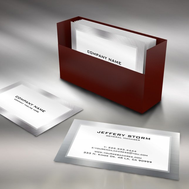 Silver Grey Metallic Texture Business Card (Creator Uploaded)