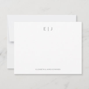 Silver Grey Minimal Couple Initials Personalised  Card