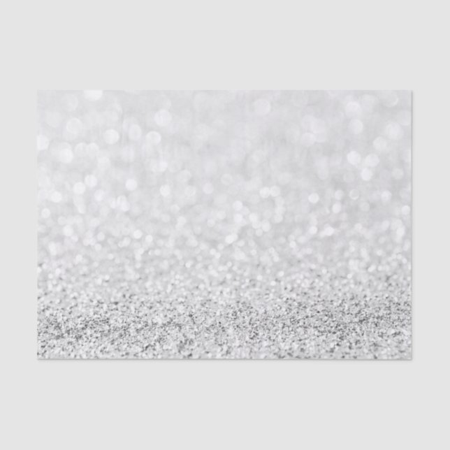Silver Grey Minimal Glitter Delicate White Girly Tissue Paper (Front)