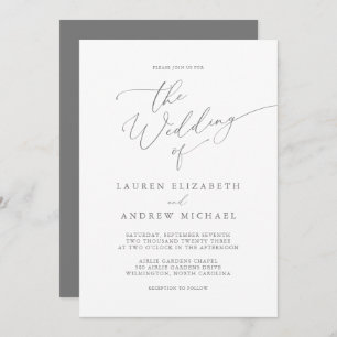 Silver Grey Minimalist Wedding Invitation