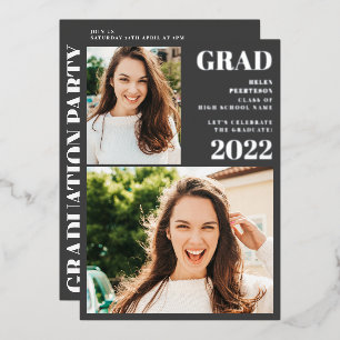 Silver grey modern 3 photos graduation