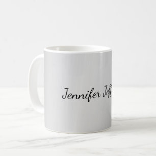 Silver Grey Modern Handwriting Your Name Coffee Mug