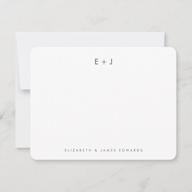 Silver Grey Modern Monogram Initials Personalised Card (Front)