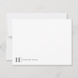 Silver Grey Monogram Line Modern Simple Business Card