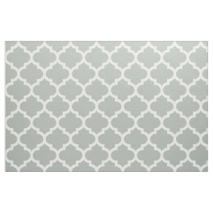 Silver Grey Moroccan Quatrefoil Trellis Fabric