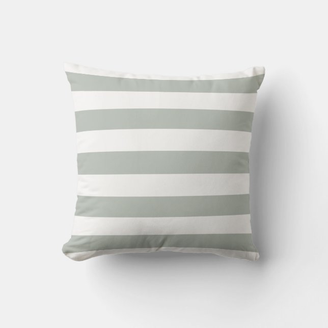 Silver Grey Nautical Stripes Outdoor Pillows (Front)