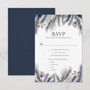 Silver Grey Navy  RSVP Card