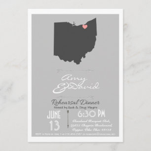 Silver Grey Ohio State Rehearsal Dinner Invitation