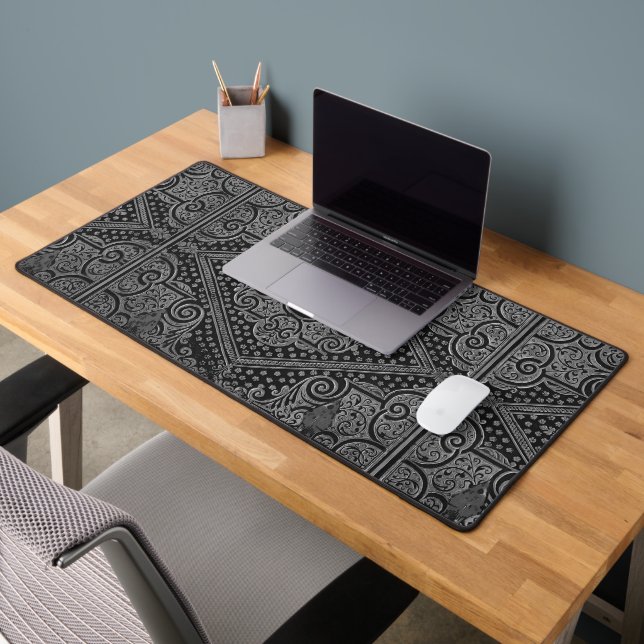 Silver Grey Ornamental w/out Initial Desk Mat (Office 2)