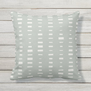 Silver Grey Outdoor Pillows - Block Stripe