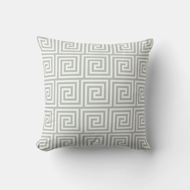 Silver Grey Outdoor Pillows Greek Key (Front)