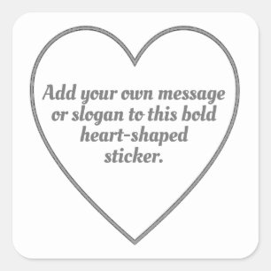 Silver Grey Outlined Hearts with Your Message Square Sticker