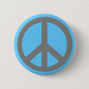Silver Grey Peace Symbol Products 6 Cm Round Badge