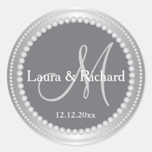 Silver Grey Personalised Wedding Monogram Seals