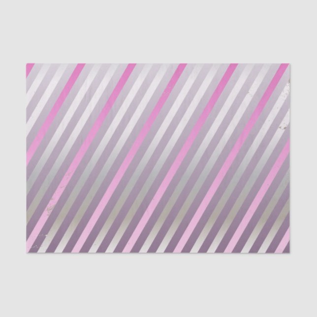 Silver, Grey, Pink Diagonal Stripe Tissue Paper (Front)
