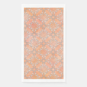 Silver Grey Pink Orange Metallic Filagree Pattern Napkin
