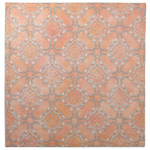 Silver Grey Pink Orange Metallic Filigree Pattern