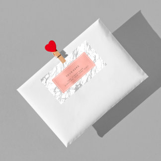 Silver Grey Pink Rose Marble Return Address Labels