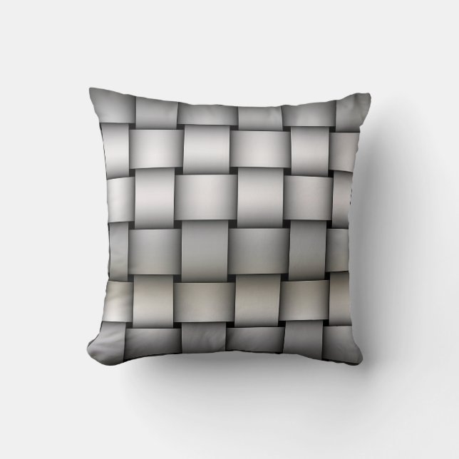 Silver Grey Plaided Effect Cushion Throw (Front)