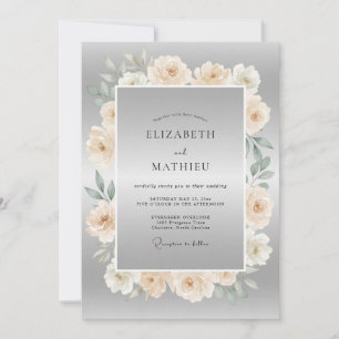 Silver Grey Polished Formal Wedding Invitation