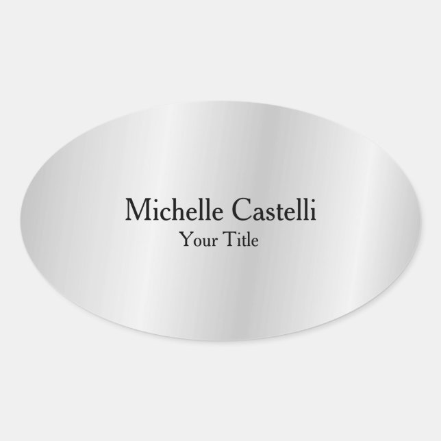 Silver Grey Professional Unique Classical Simple Oval Sticker (Front)