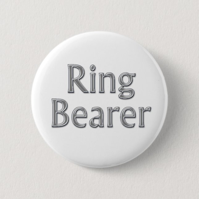 Silver Grey Ring Bearer Wedding Button (Front)