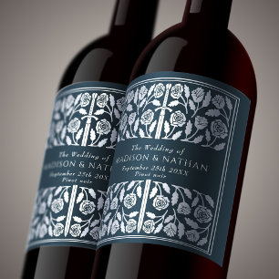 Silver Grey Royal Mediaeval Sword Wedding Wine Label