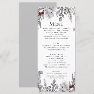 Silver, Grey, Rust Brown Bird Winter Botanical Me Menu