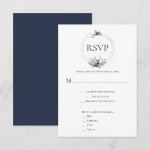 Silver Grey Rust Navy Deer Antler Wedding RSVP