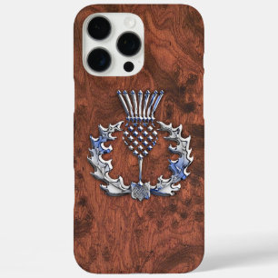Silver Grey Scottish Thistle Decor on a iPhone 16 Pro Max Case