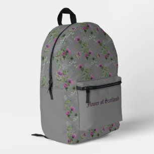 Silver Grey Scottish Thistle Flower of Scotland Printed Backpack