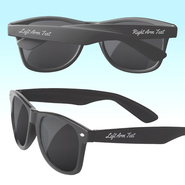 Silver Grey Script Font Personalised Black Sunglasses (Creator Uploaded)