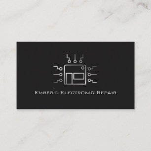 Silver Grey Simple Computer Electronics Repair Business Card