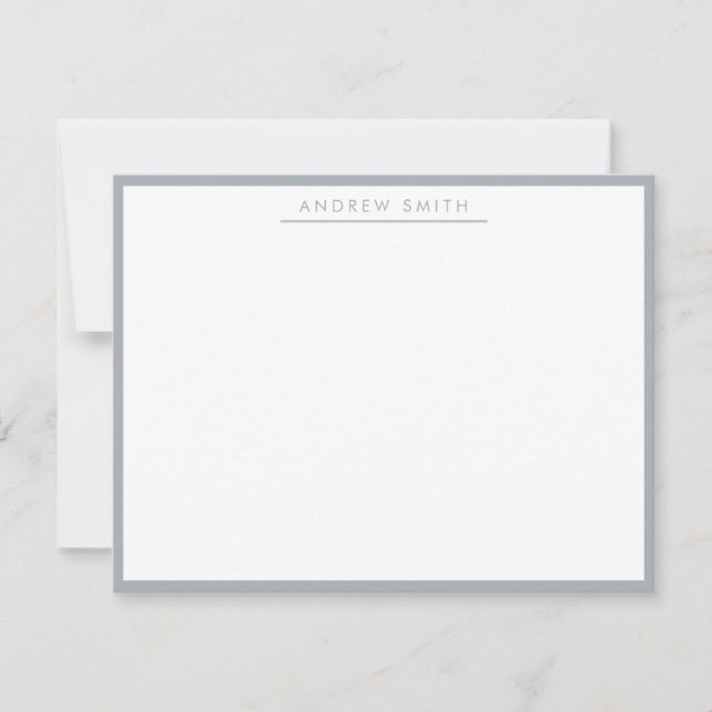 Silver Grey Simple Line Modern Classic Minimalist Card (Front)