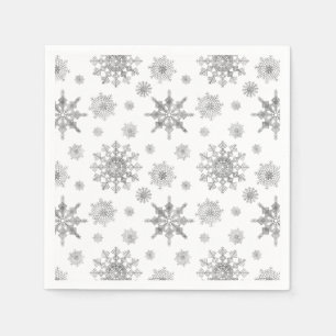 Silver Grey Snowflakes Pattern Napkin