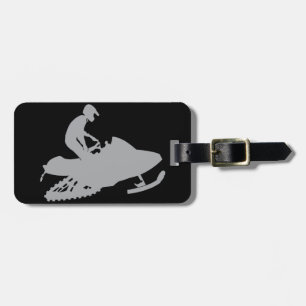 Silver Grey Snowmobiler Luggage Tag