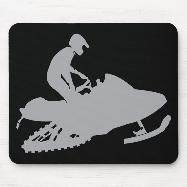 Silver Grey Snowmobiler Mouse Mat (Front)