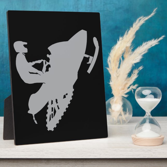 Silver Grey Snowmobiler Plaque (Side)
