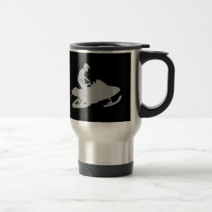 Silver Grey Snowmobiler Travel Mug