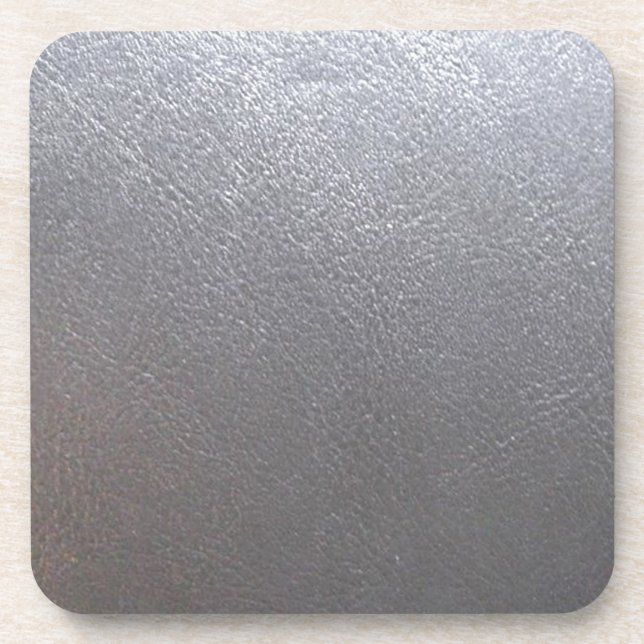 SILVER Grey Sparkle : Leather Look Finish Coaster (Front)