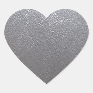 SILVER Grey Sparkle : Leather Look Finish Heart Sticker