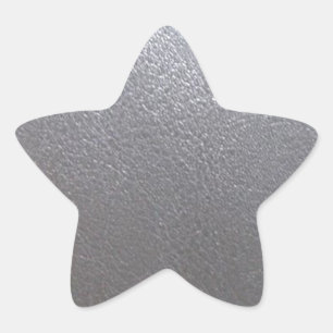 SILVER Grey Sparkle : Leather Look Finish Star Sticker