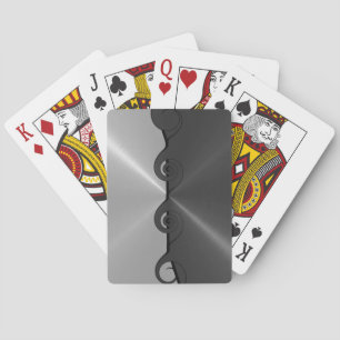 Silver Grey Stainless Metallic Cut Out Pattern 2 Playing Cards