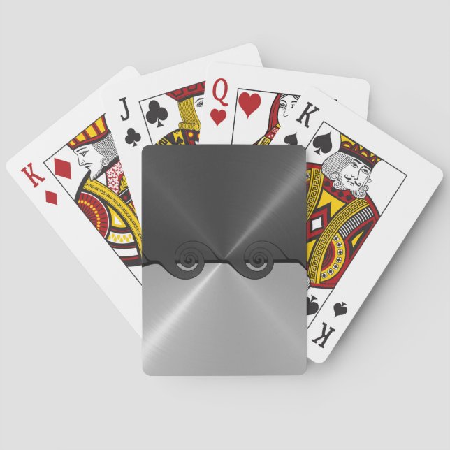 Silver Grey Stainless Metallic Cut Out Pattern Playing Cards (Back)