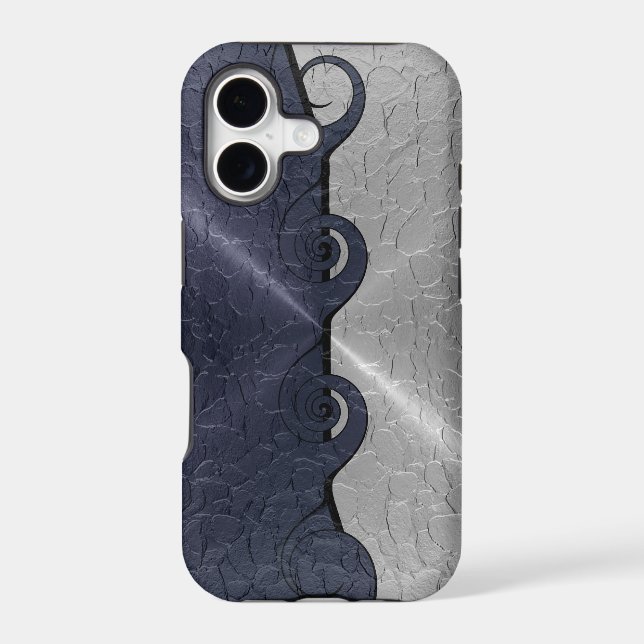 Silver Grey Stainless Metallic Swirl Pattern 2 (Back)