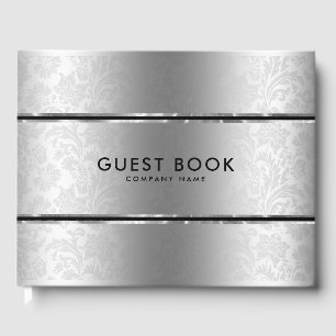 Silver-grey Stainless-Steel & Damasks Guest Book