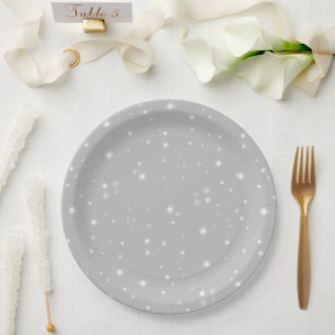 Silver Grey Starlight Paper Plate