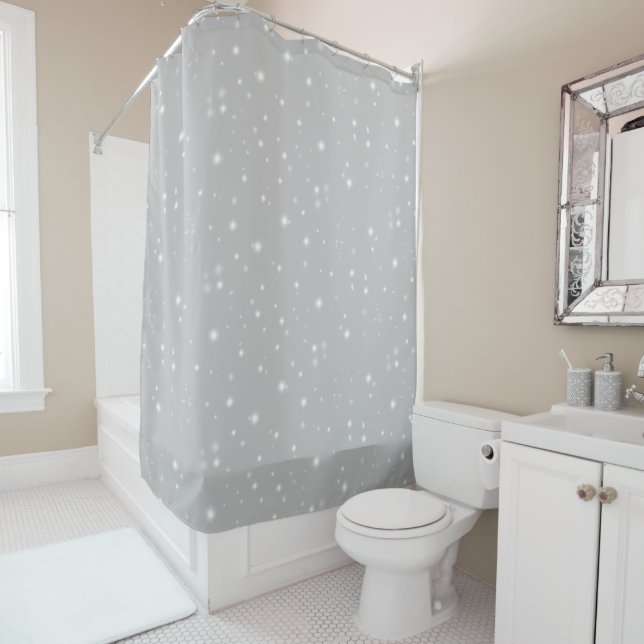 Silver Grey Starlight Shower Curtain (In Situ)