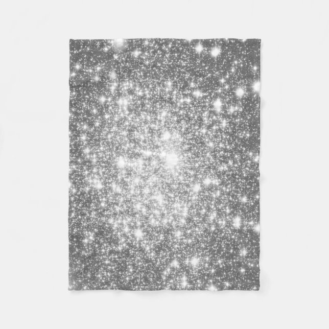 Silver Grey Stars Fleece Blanket (Front)